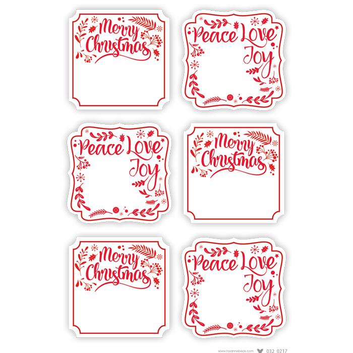 Merry Christmas and Peace Love Joy Die-Cut Sticker Sheets
