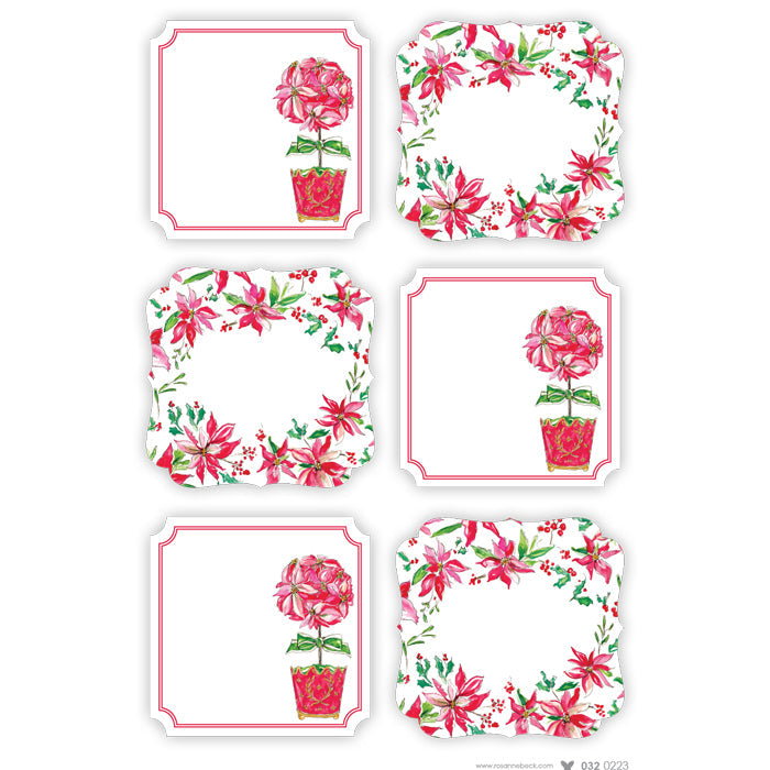 Holiday Poinsettia Die-Cut Sticker Sheet
