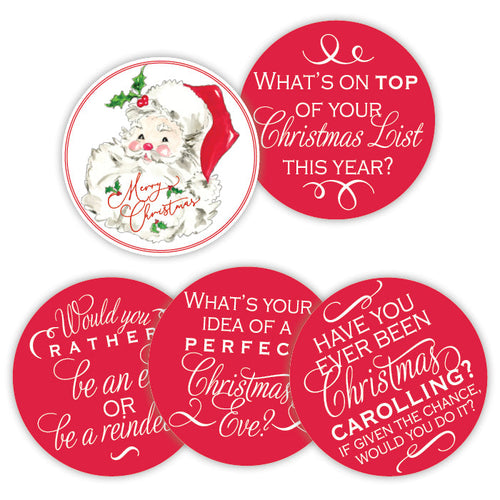 Merry Christmas Red Santa Conversation Coasters