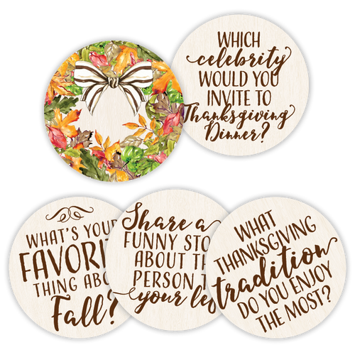 Fall Leaves Wreath Conversation Coasters