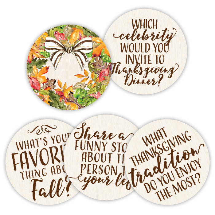 Fall Leaves Wreath Conversation Coasters
