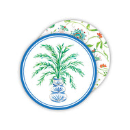 Potted Palm Blue Paper Coasters