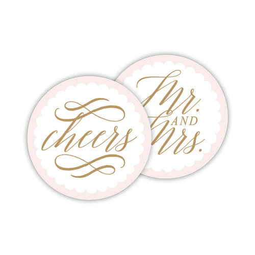 Cheers-Mr and Mrs Blush Paper Coasters
