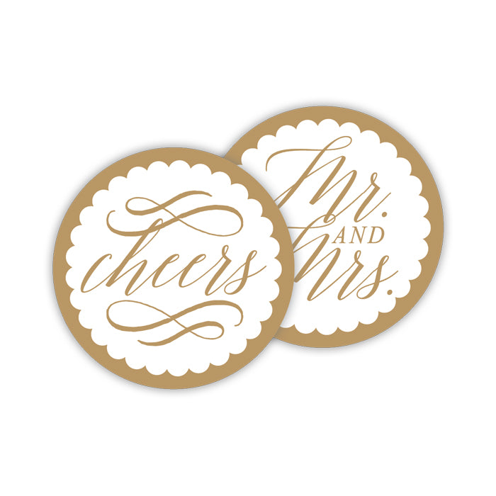 Cheers-Mr and Mrs Gold Paper Coasters