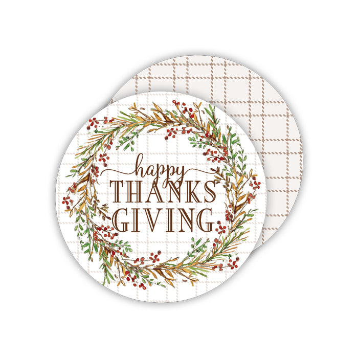 Happy Thanksgiving Brown Paper Coasters