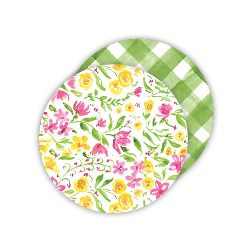 Green Floral - Buffalo Check Paper Coasters