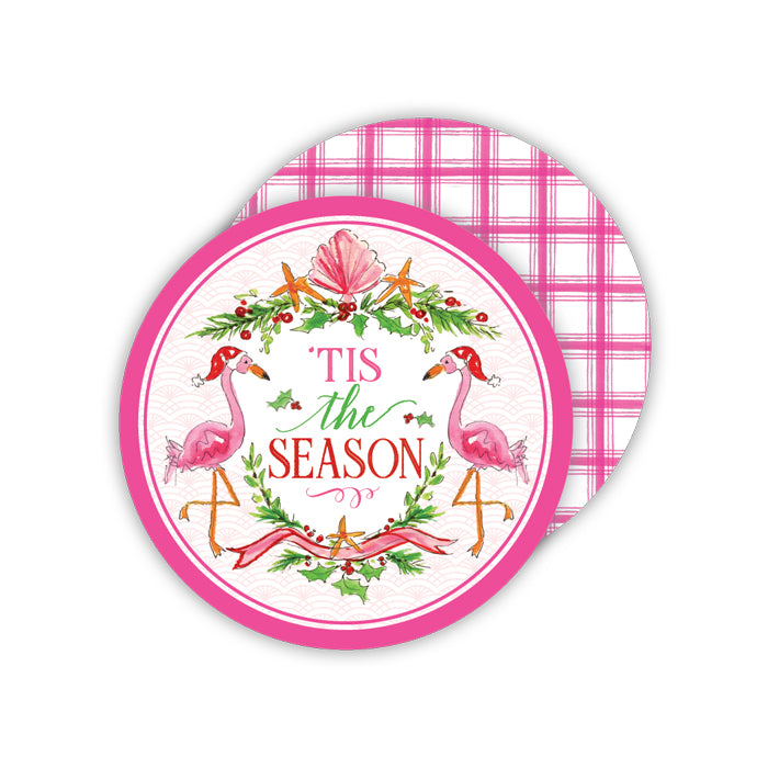 Tis The Season Flamingos Paper Coasters