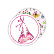 Handpainted Pink Elegant Tassels Paper Coasters