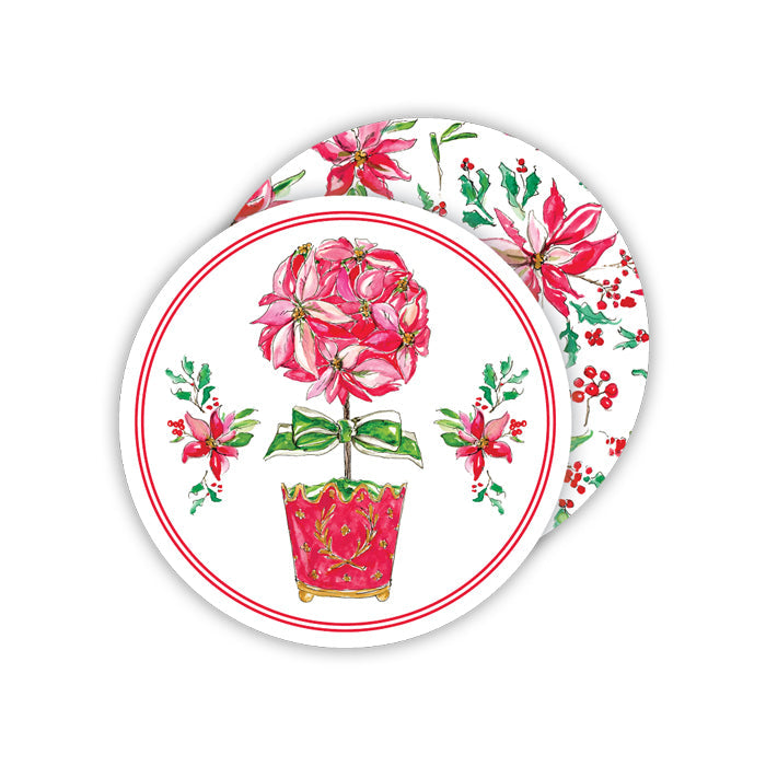 Holiday Poinsettia Paper Coasters