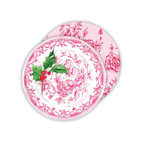 Pink Chinoserie Plate Paper Coasters
