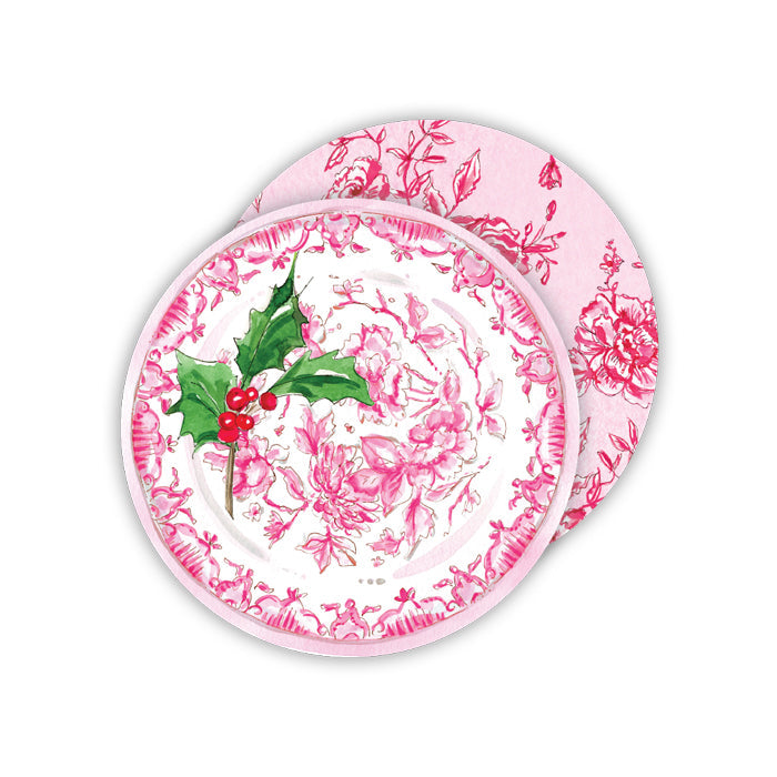 Pink Chinoserie Plate Paper Coasters
