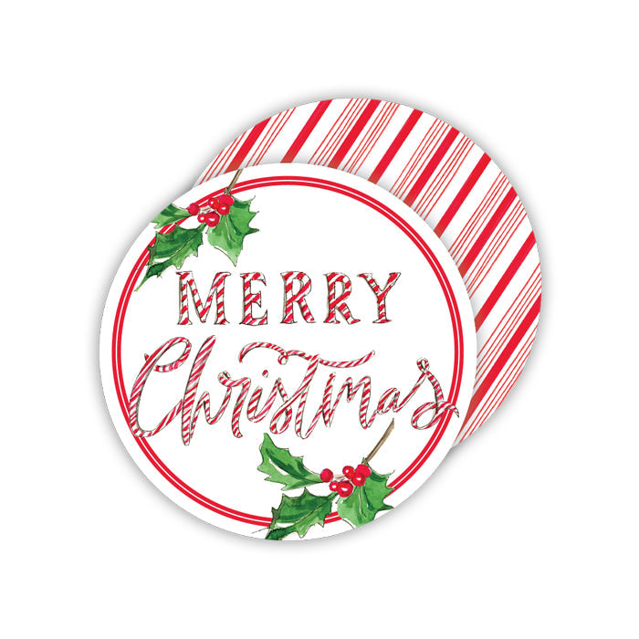 Merry Christmas Candy Cane Paper Coasters
