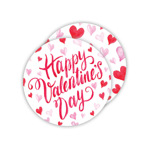 Happy Valentine's Day Hearts Paper Coasters