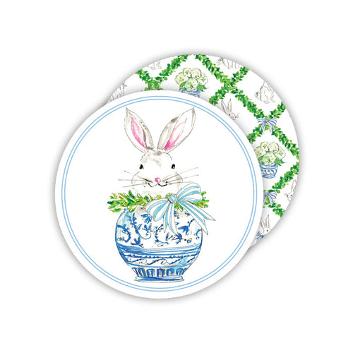 Chinoiserie Egg Bunny Paper Coasters