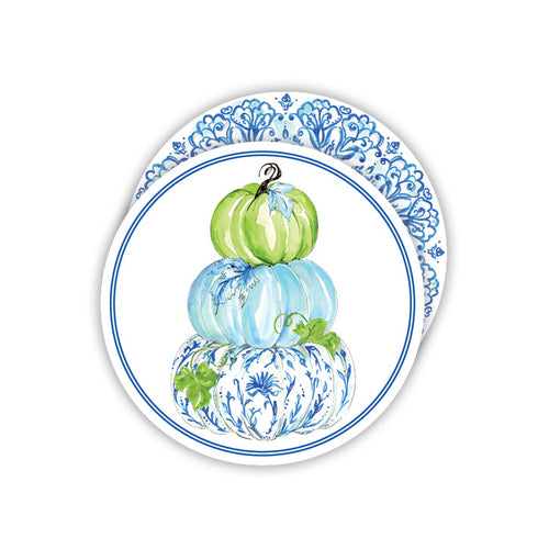 Blue Chinoiserie Pumpkin Tower Paper Coasters