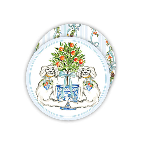 Christmas Citrus Staffordshire Dog Paper Coasters