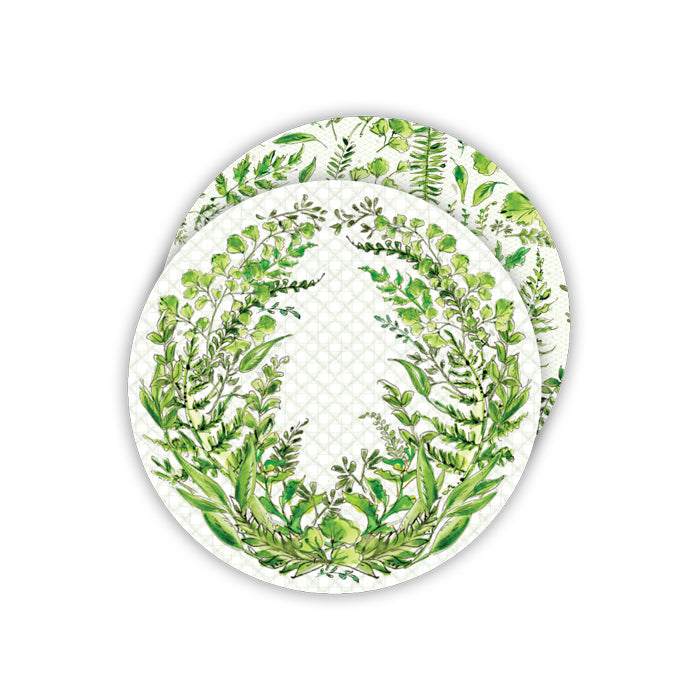 Green Fern Laurel Paper Coasters