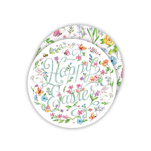 Happy Easter Floral Paper Coasters