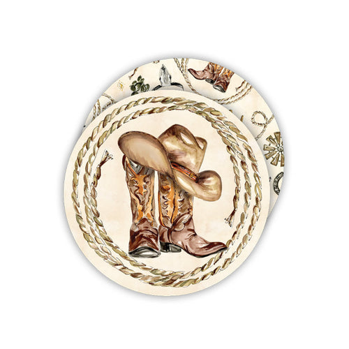 Brown Western Boots Paper Coasters