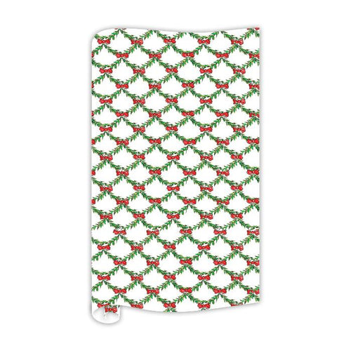 Handpainted Holly Lattice Wrapping Paper