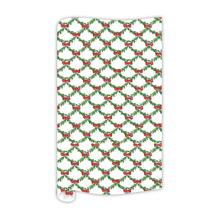 Handpainted Holly Lattice Wrapping Paper