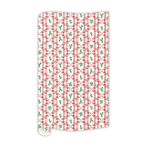 Handpainted Holly Trellis Pattern Wrapping Paper