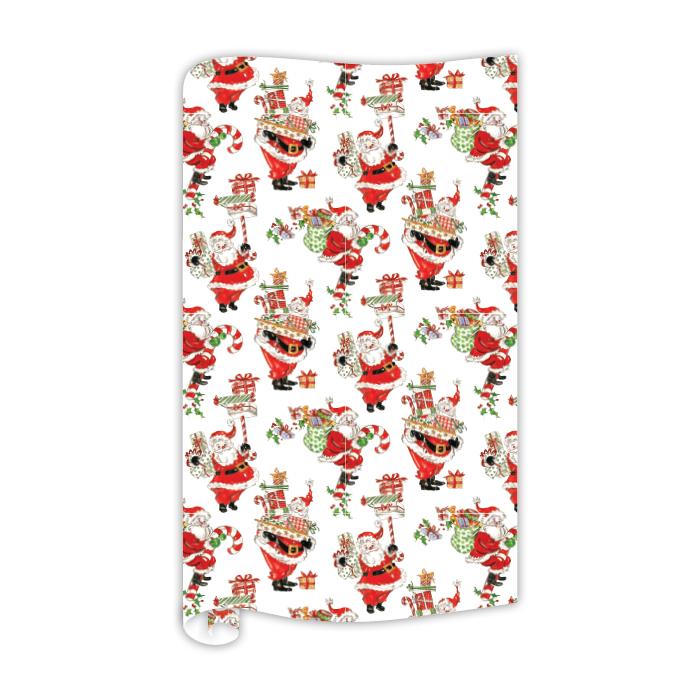 Handpainted Santa with Candy Cane and Presents Assortment Wrapping Paper