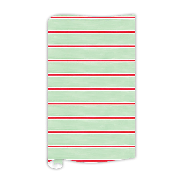 Celadon White and Red Stripes Wrapping Paper