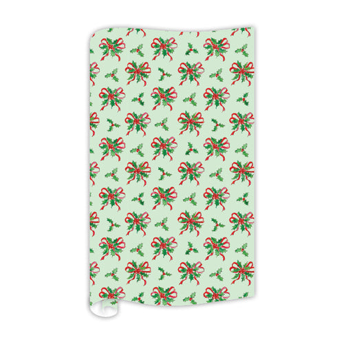 Holly with Bow Pattern Wrapping Paper
