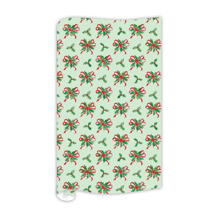 Holly with Bow Pattern Wrapping Paper