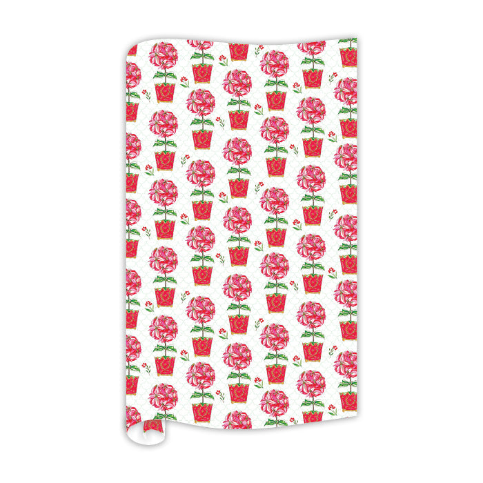 Holiday Poinsettia Topiary Pattern Wrapping Paper