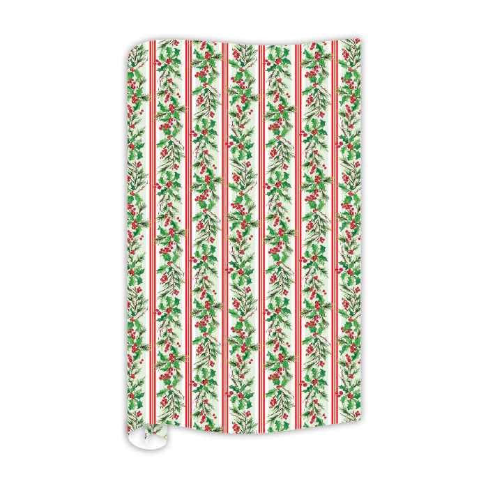 Holiday Berries Pattern Stripe Pattern Wrapping Paper