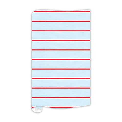 Light Blue White and Red Stripes Wrapping Paper
