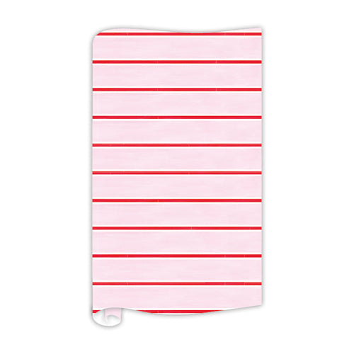 Light Pink White and Red Stripes Wrapping Paper