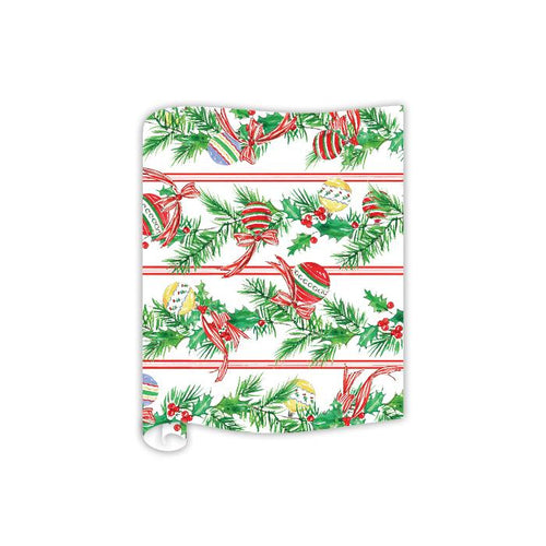 Christmas Ornaments and Holly Table Runner