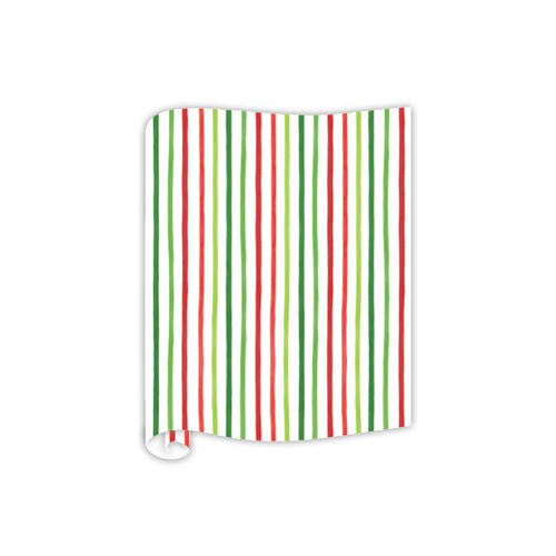 Watercolor Red and Green Stripe Table Runner
