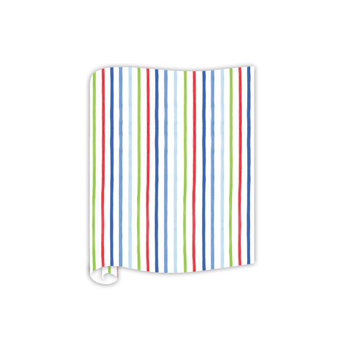 Blue and Green Holiday Stripe Table Runner