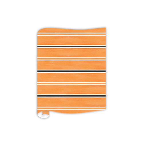 Watercolor Stripes Black & Orange Table Runner