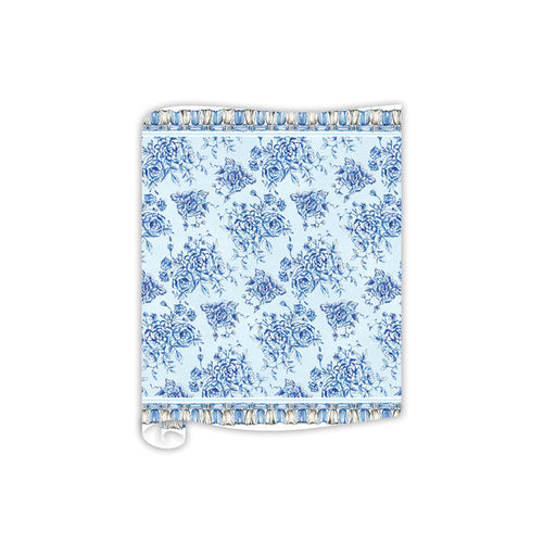 Vintage Fancy Florals Blue with Tassels Table Runner