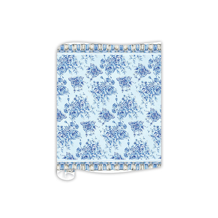 Vintage Fancy Florals Blue with Tassels Table Runner