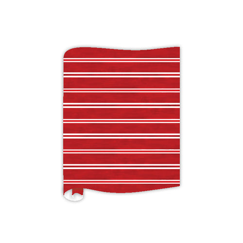 Crimson & White Stripe Table Runner