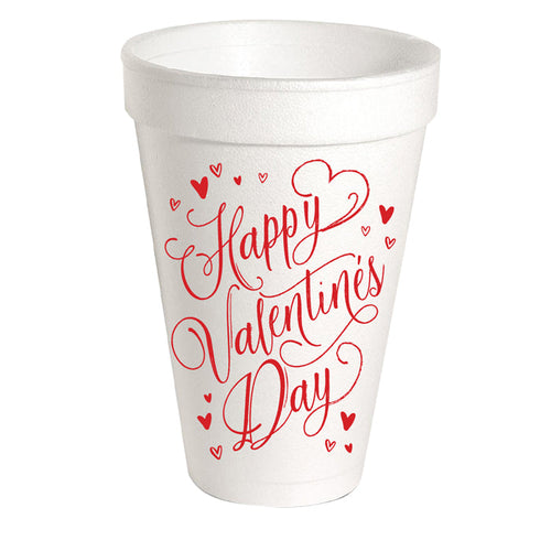Happy Valentine's Day- 16oz Styrofoam Cups - Pink Machine
