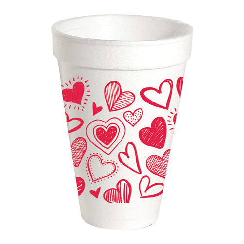 Red Hearts Styrofoam Cups