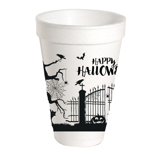 Black Spooky Scene Styrofoam Cups