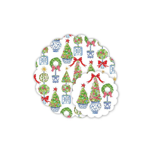 Merry and Bright Topiary Trio Doily Set