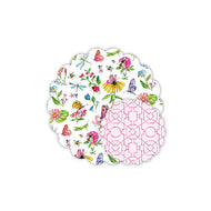 Pink Bamboo Trellis & Butterflies and Bees with Flowers Doily Set