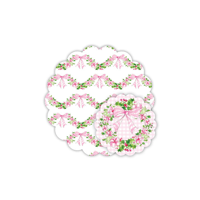 Pink Holly Swag & Wreath Doily Set