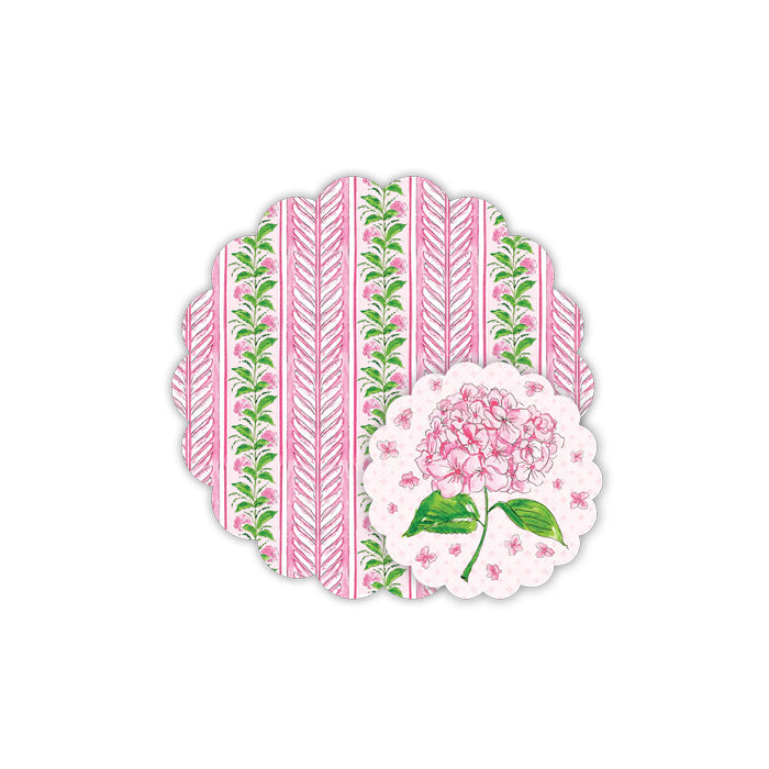 Pink Hydrangea Stripe Doily Set