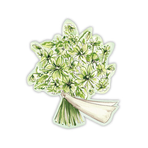 Handpainted Fancy Floral Green Bouquet Die Cut Accents