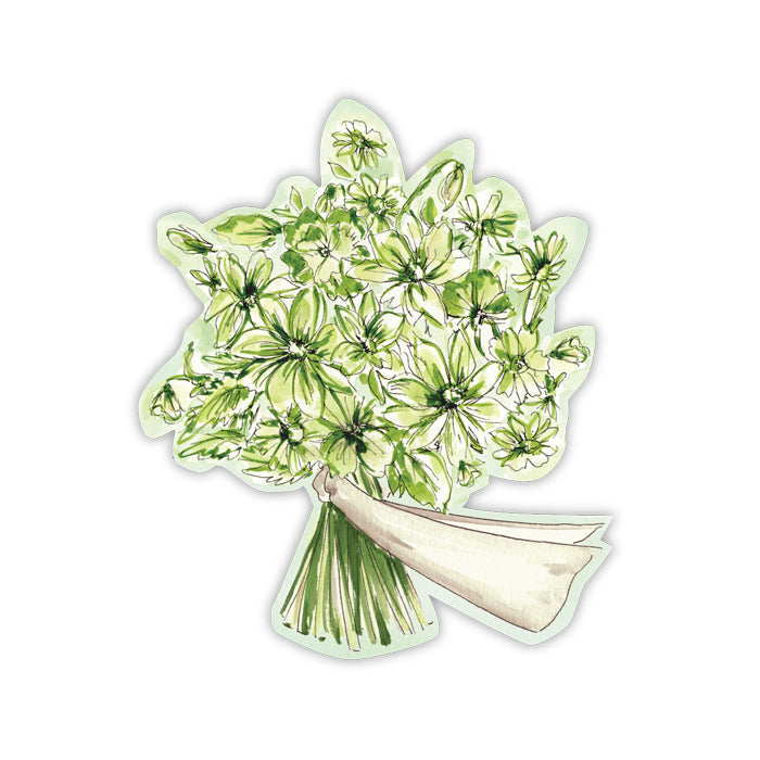 Handpainted Fancy Floral Green Bouquet Die Cut Accents